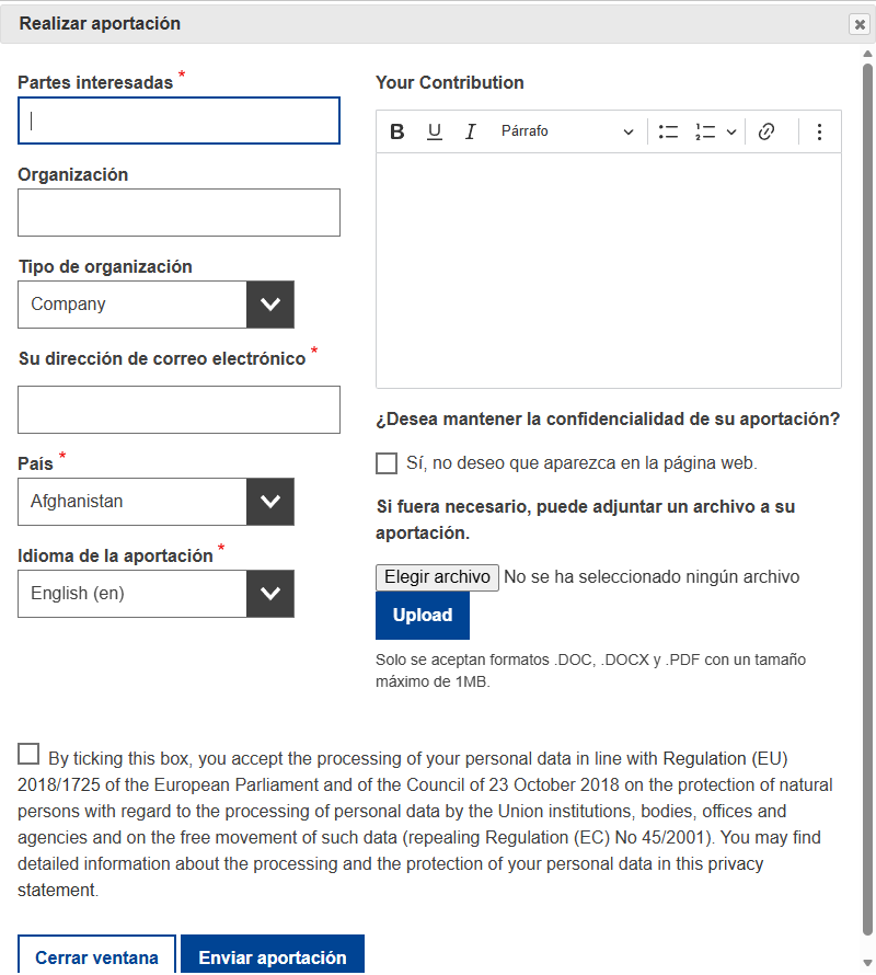Captura de pantalla de la ficha de la notificación 2026/0351/ES en el sistema TRIS de la Comisión Europea